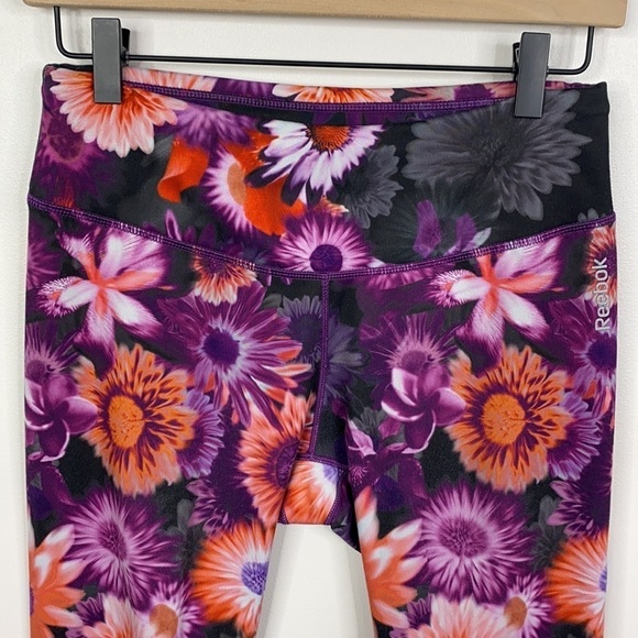 Reebok Floral Print Cropped Skinny Ankle Leggings Women's Size Medium - Picture 2 of 8